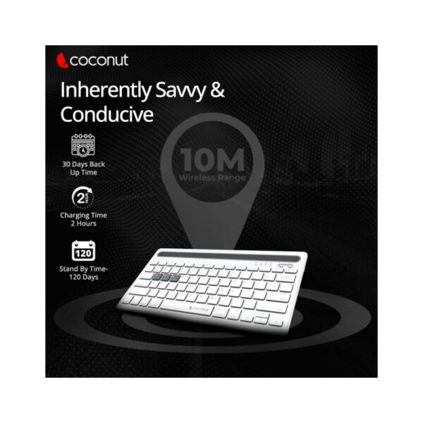 COCONUT KEYBOARD WIRELESS BLUETOOTH EVOLVE WK20 (MULTI DEVICE) - Image 4