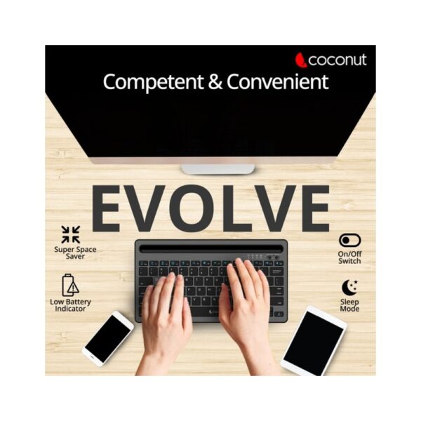 COCONUT KEYBOARD WIRELESS BLUETOOTH EVOLVE WK20 (MULTI DEVICE) - Image 6