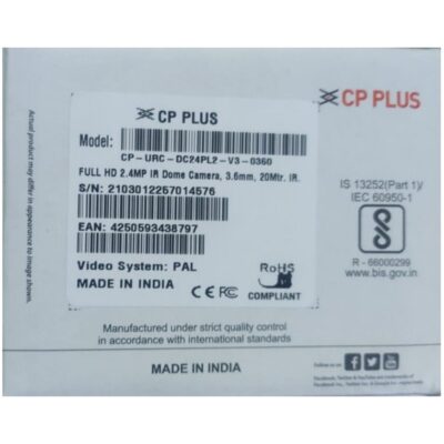 CPPLUS DOME 2.4MP (DC24PL2) 3.6MM ECO LITE