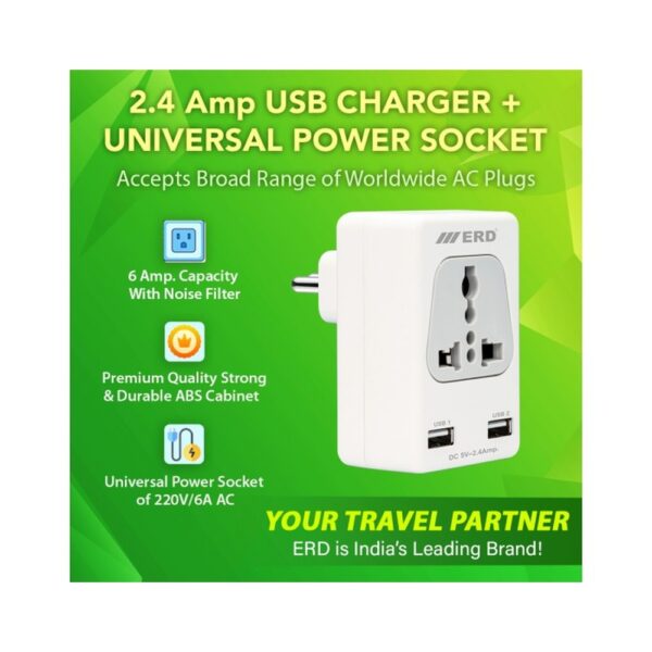 ERD MOBILE CHARGER ADAPTER WITH 6A UNIVERSAL POWER SOCKET