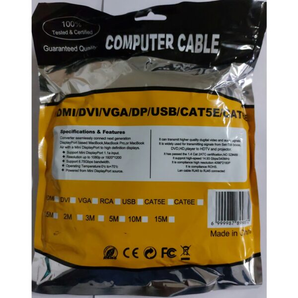 HDTV 3M CABLE CAT5E/CAT6E/HDMI/DVI/VGA/DP/USB - Image 2