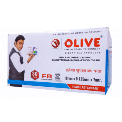 OLIVE PVC ELECTRICAL INSULATION TAPE 18MM X 0.125MM X 7M (PACK OF 30) (WHITE)