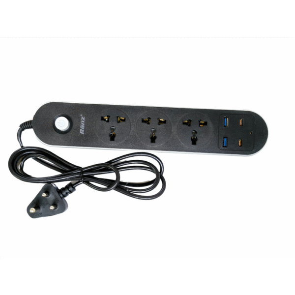 RANZ SPIKE 3 SOCKET 1 SWITCH 2M WITH 2 USB | 2 TYPE C PORTS