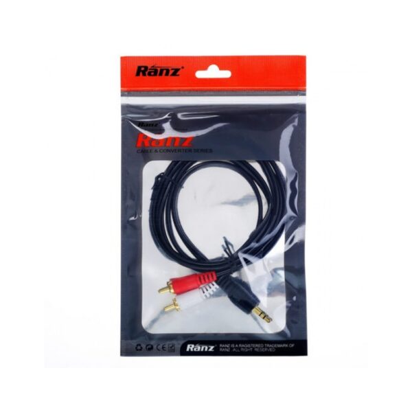 RANZ STERIO TO 2 RCA (MALE TO MALE) CABLE 1.5M