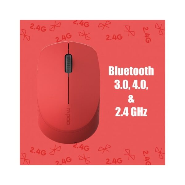 RAPOO MOUSE BLUETOOTH WIRELESS M100 (RED) MULTY MODE - Image 3