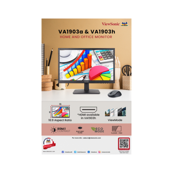 VIEWSONIC LED 18.5" (VA1903H) TN PANEL HDMI|VGA (1366X768) - Image 4