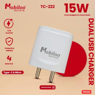 MOBILOO 15W 4.1AMP DUAL USB FAST CHARGER