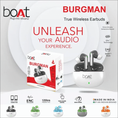 Boat 𝐁𝐔𝐑𝐆𝐌𝐀𝐍 True Wireless Earbuds