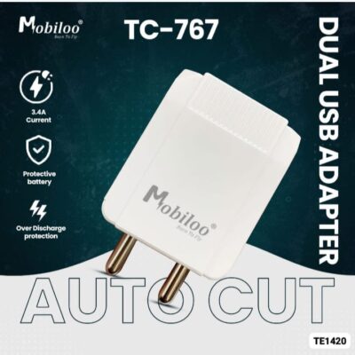 MOBILOO 3.4AMP DUAL USB FAST CHARGER – TC-767