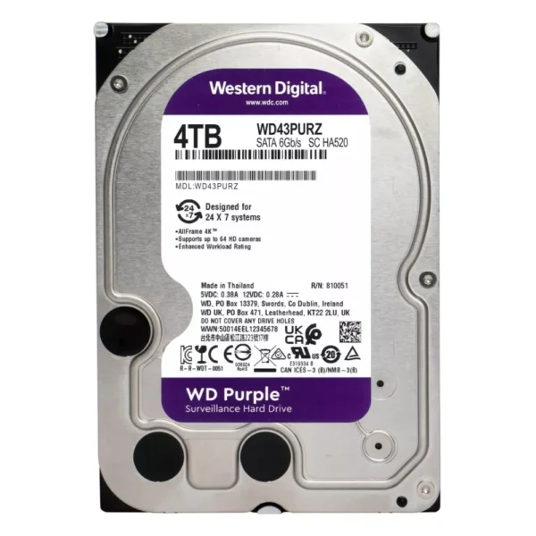 WD 4TB Purple SATA 3.5 Inch Surveillance CCTV Hard Disk